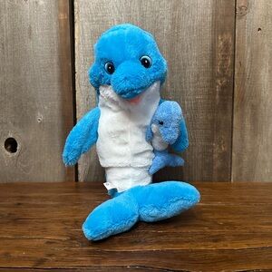 Boardwalk / Arcade Plushie Dolphin Mom and Baby in Blue Stuffed Aninal